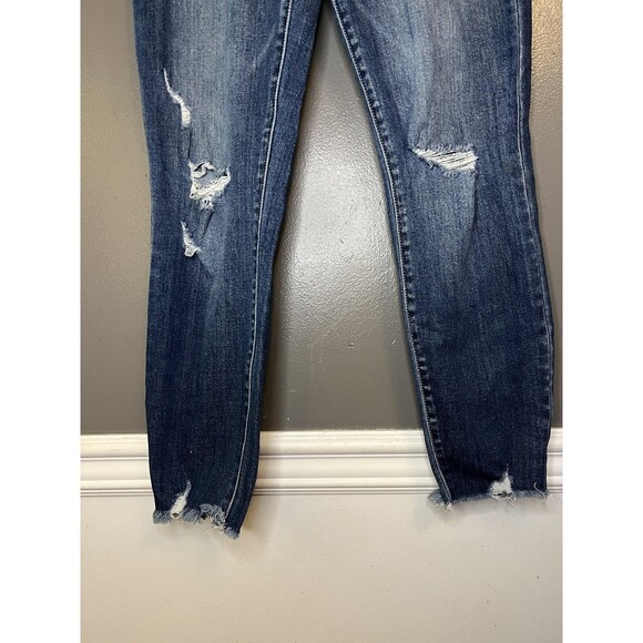 Cello Jeans Womens 9 Blue Dark Wash Skinny Distressed Raw Hem Ripped AM18988DKD - Picture 3 of 8